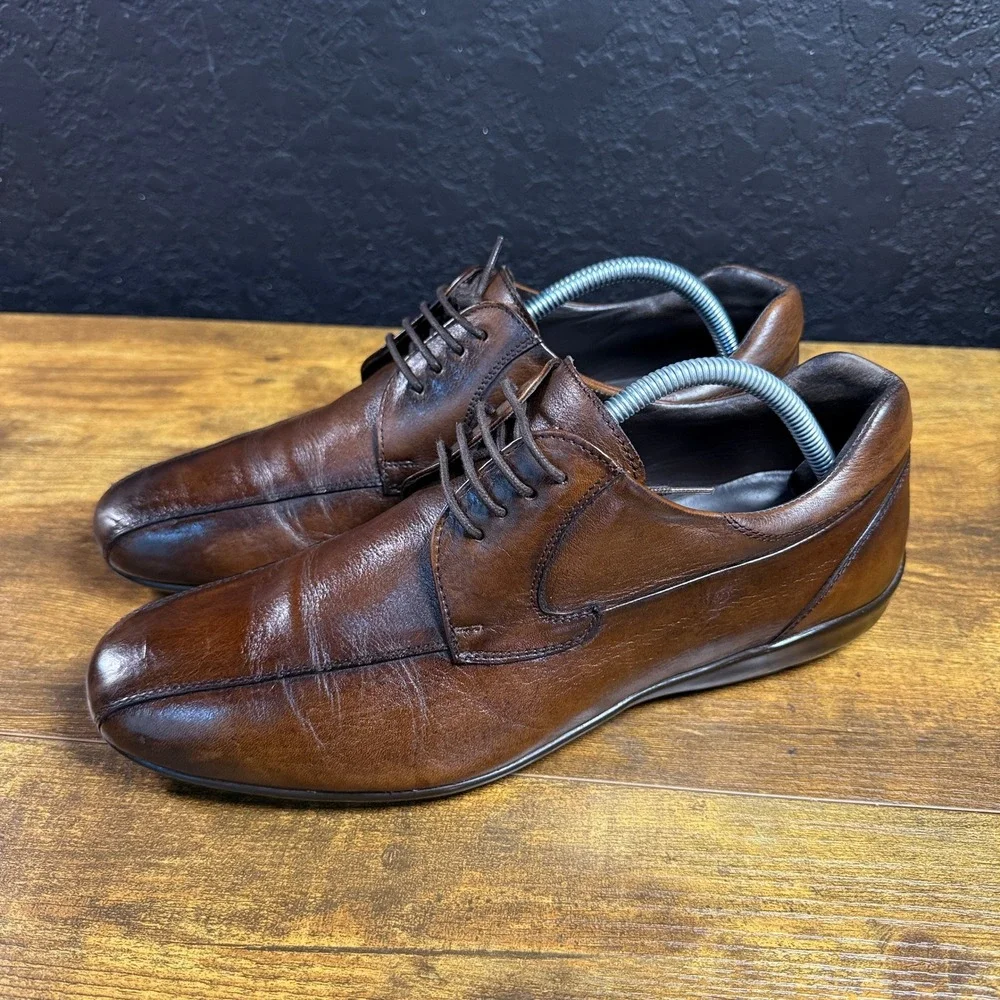 Bacco Bucci Bicycle Toe Brown Leather Derby Dress Shoes Mens 9.5